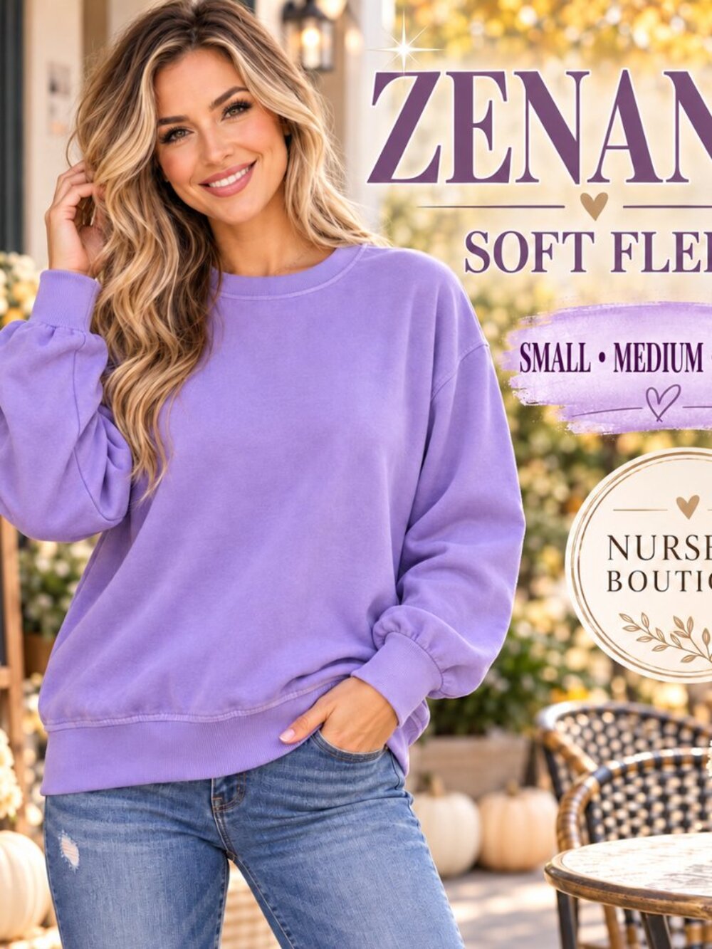 Zenana Soft Fleece Sweatshirt Small Light Plum Lavender Oversized Pullover